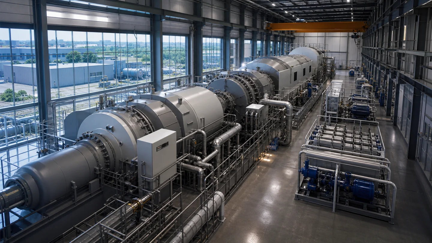 Turbine and pump systems inside a modern energy facility